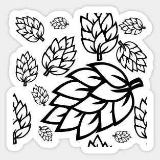 BLACK AND WHITE LEAF PATTERN | SEAMLESS PRINT WITH LEAVES FOR SUMMER Sticker